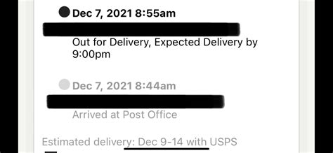 out for delivery, expected delivery by 9:00pm